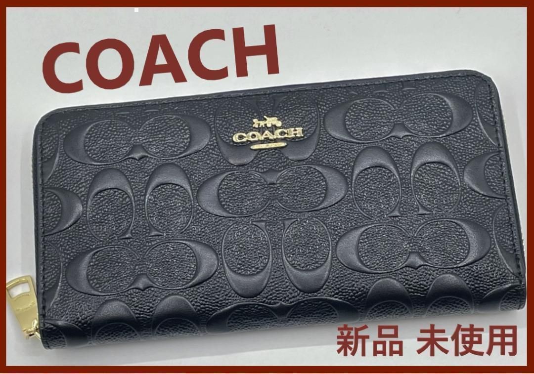 COACH コーチ 新品 ブラック メンズ レディース 長財布 黒 財布 64 - メルカリ