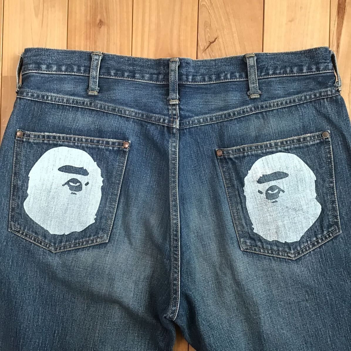 APE HEAD Denim Pants Lサイズ a bathing ape BAPE デニム エイプ ベイプ アベイシングエイプ jeans ジーンズ NIGO