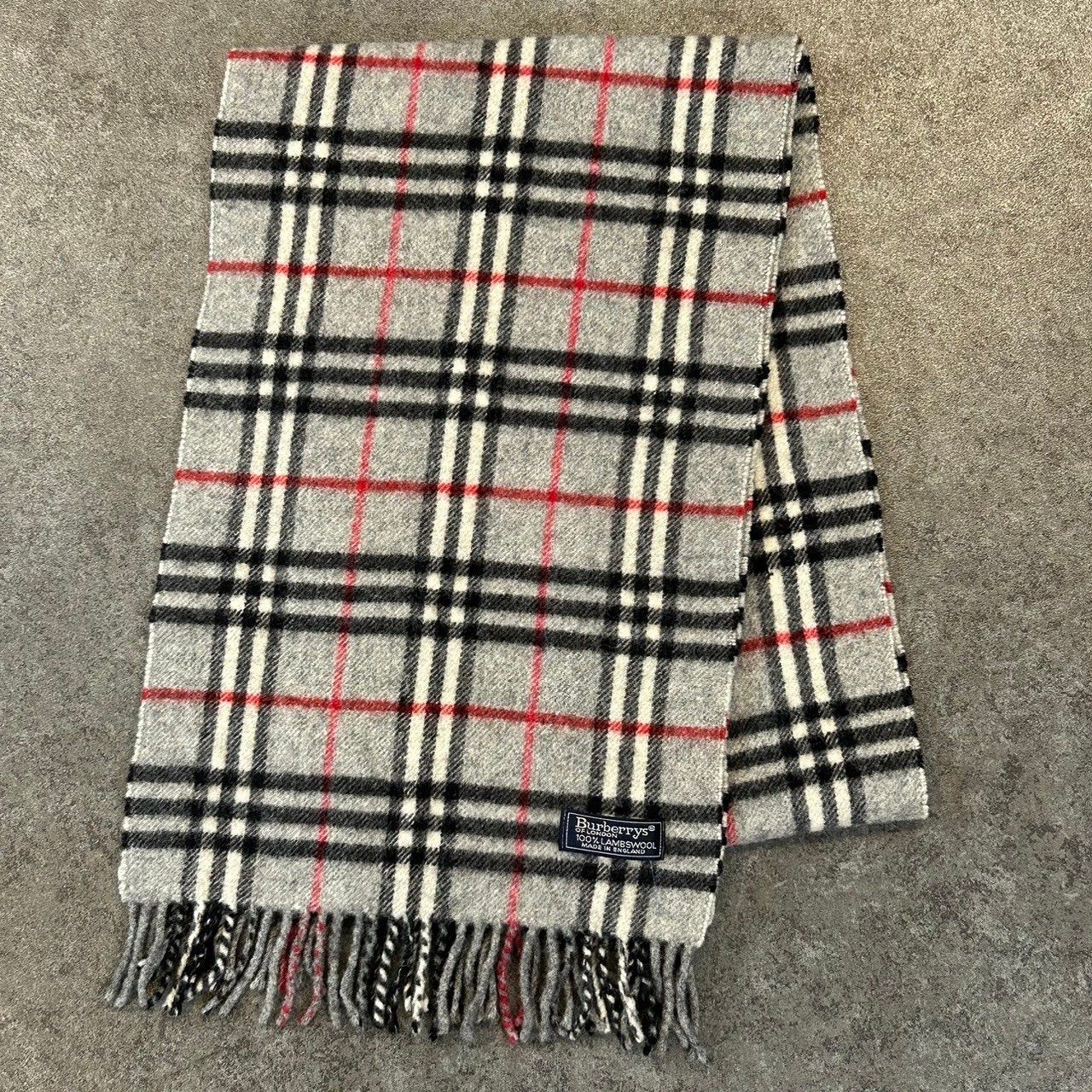 Burberrys バーバリー ノバチェック グレー マフラー ストール ウール Burberrys ノバチェック ウール フリンジ マフラー ストール グレー