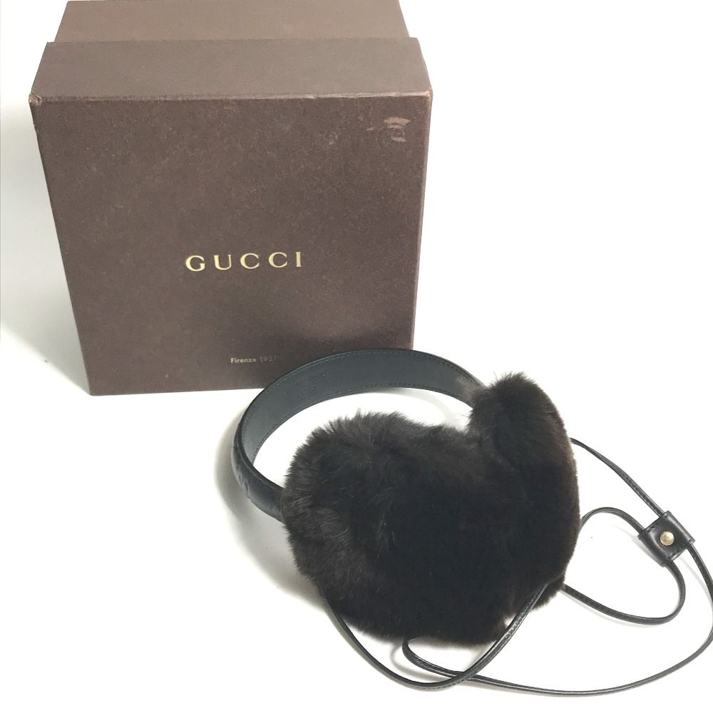 GUCCI グッチ イヤーマフ ファー モコモコ 紐つき 245929 レザー GUCCI グッチ イヤーマフ ファー モコモコ 紐つき 245929 レザー