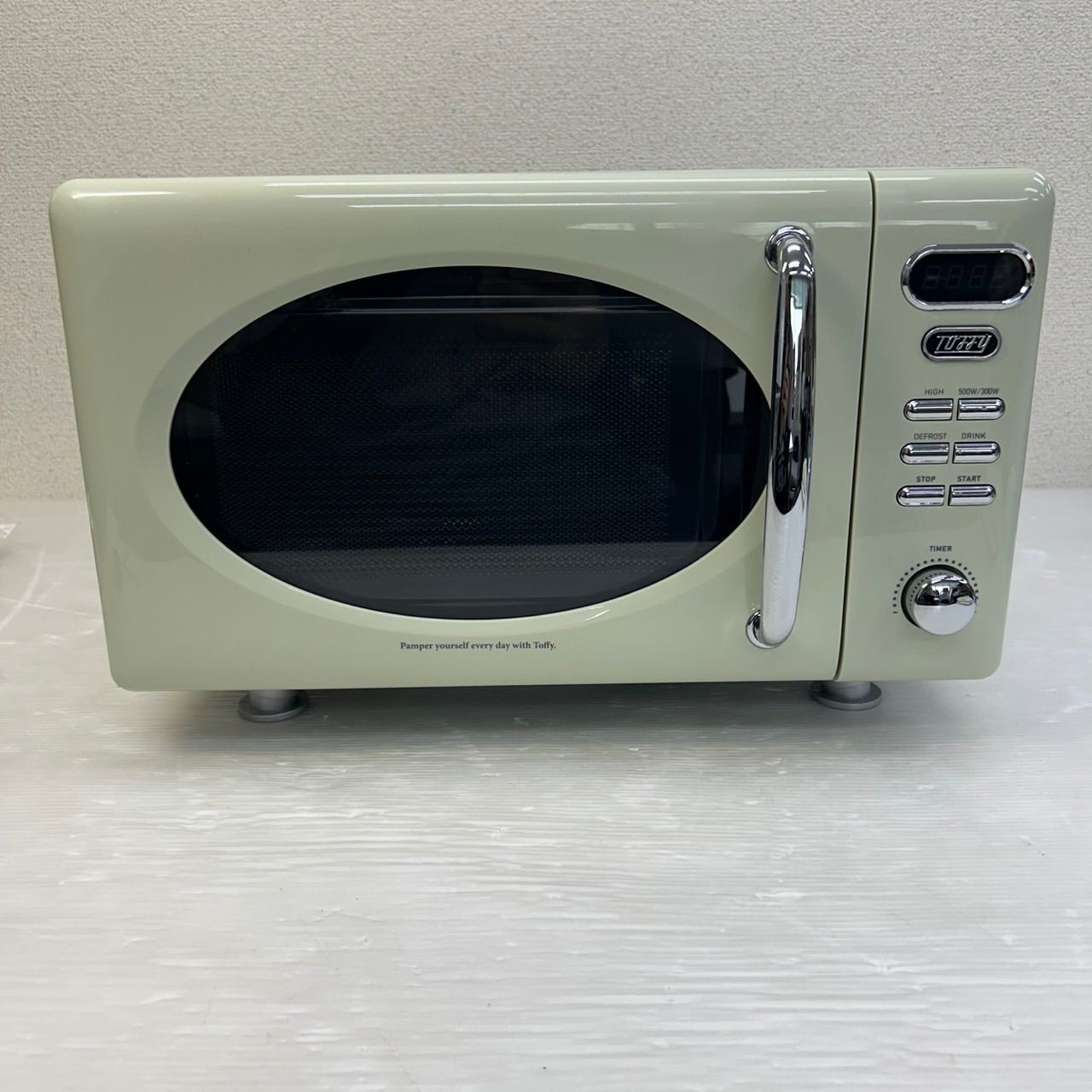 動作 済 LADONNA ラドンナ Toffy トフィー コンパクト 電子レンジ K-DR1 17L フラットテーブル レトロ 家電 アッシュホワイト