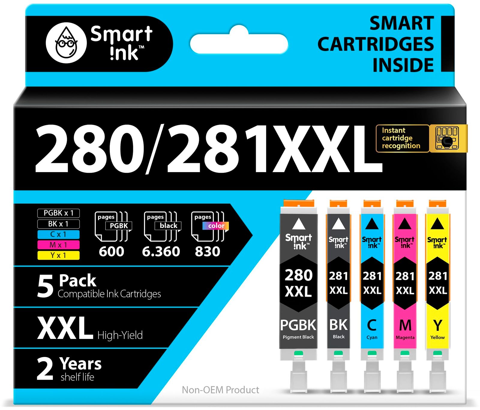 スマートインク互換インクカートリッジ Canon 281 280 PGI-280XXL CLI-281XXL 5コンボパック Canonプリンター Pixma TR8520 TS9120 TS6120 TR8620 TR8620a TS6320 TR75