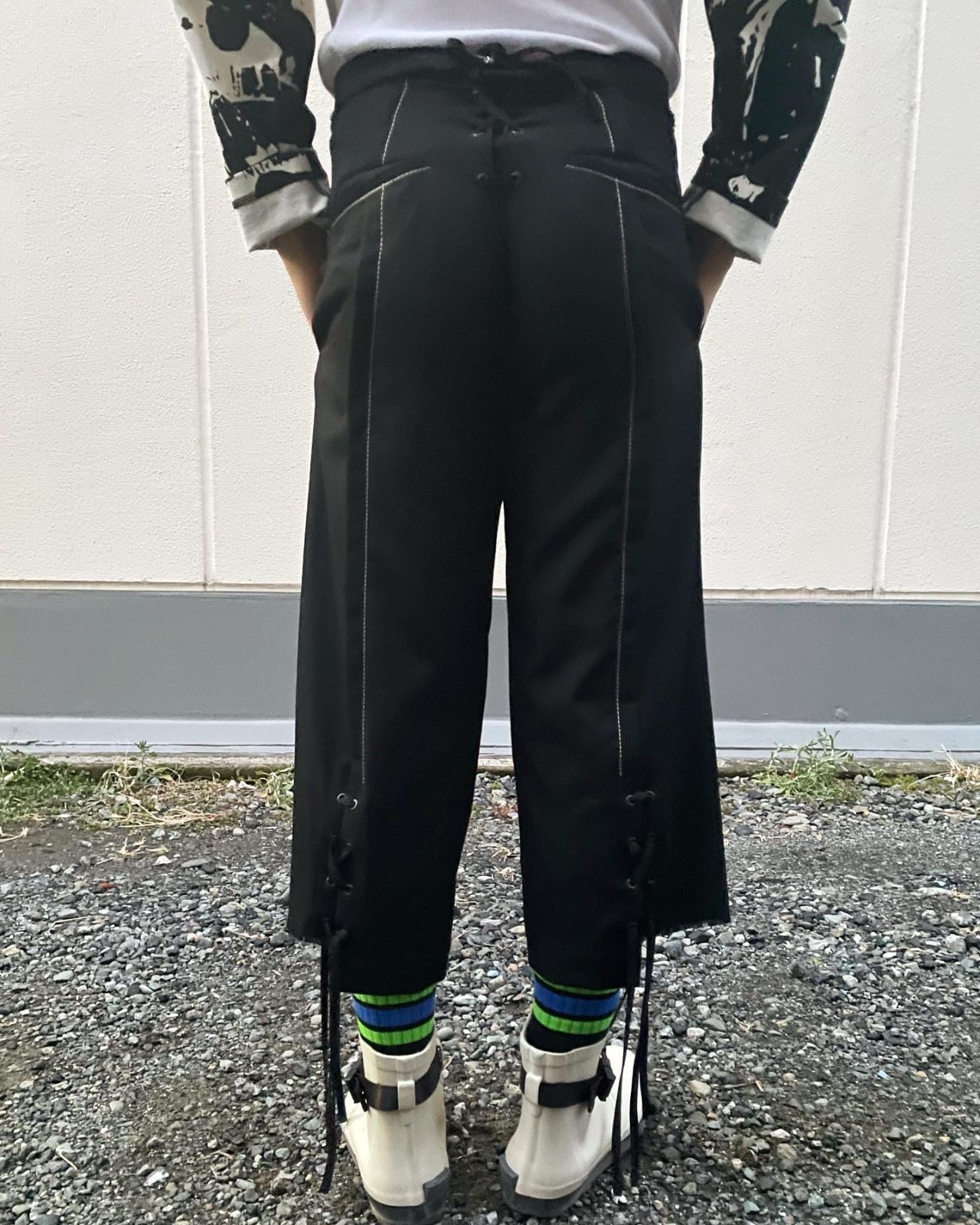 新品】Yohji + Noir 白糸ステッチ レースアップ パンツ www.bistro