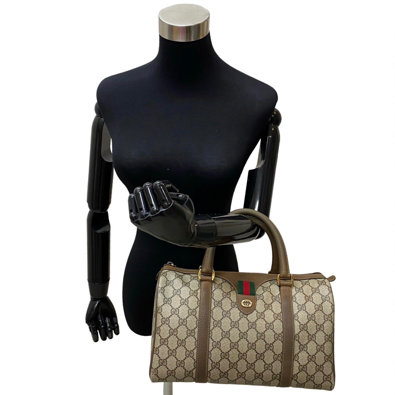 極 美品 GUCCI オールドグッチ ヴィンテージ GG ロゴ 金具 シェリー 