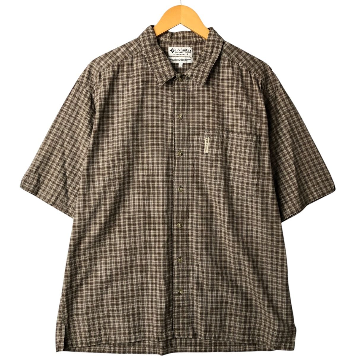 古着 コロンビア Columbia 半袖 コットン チェックシャツ ボックス