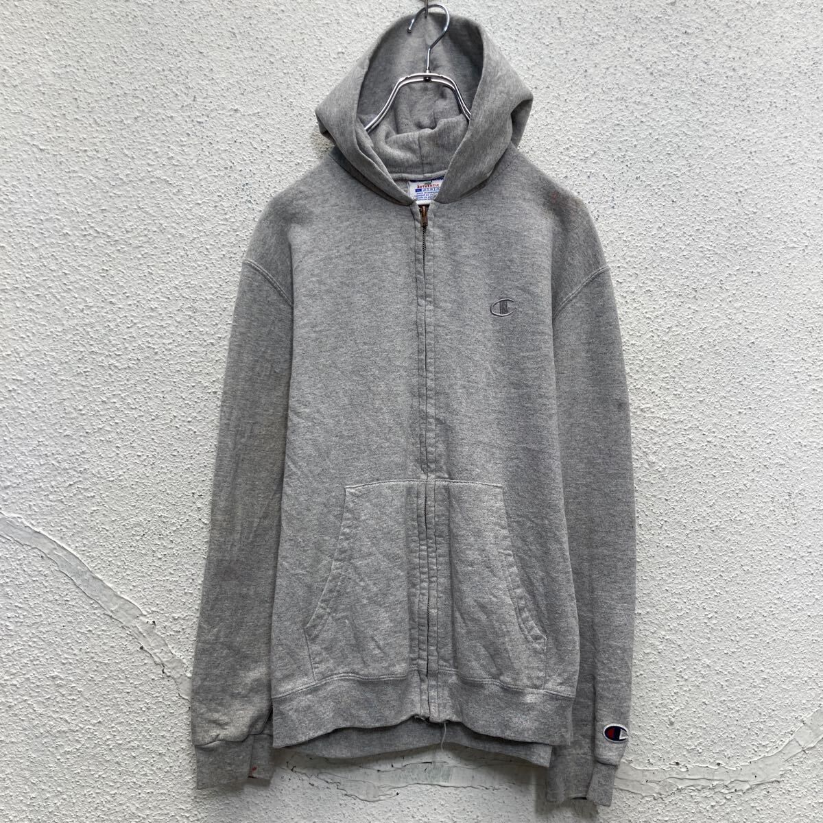 champion プリント スウェット パーカー チャンピオン L グレー キッズ フルジップ 古着卸 アメリカ仕入 a609-6893