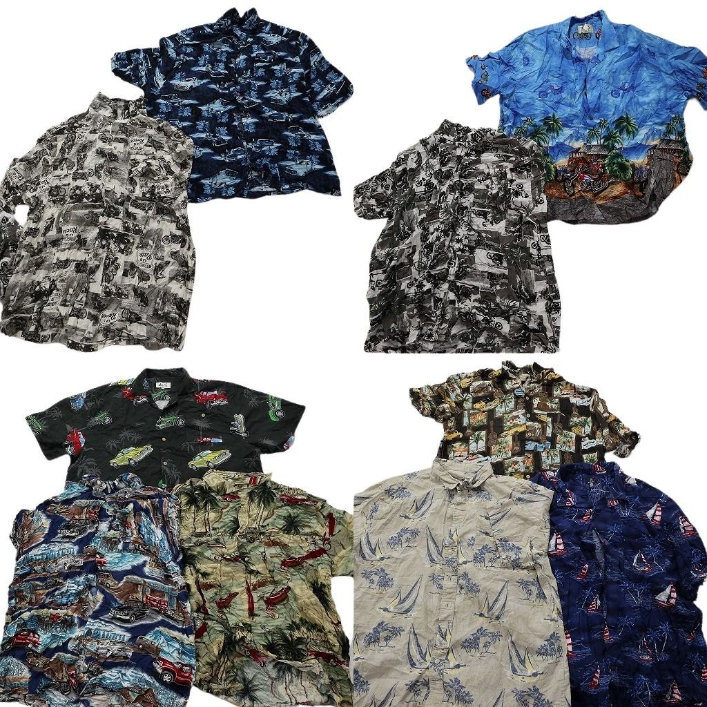 古着卸 乗り物系 アロハシャツ 半袖シャツ 10枚セット メンズ XL |2XL |3XL |4XL 車 パームツリー 古着 NA3321
