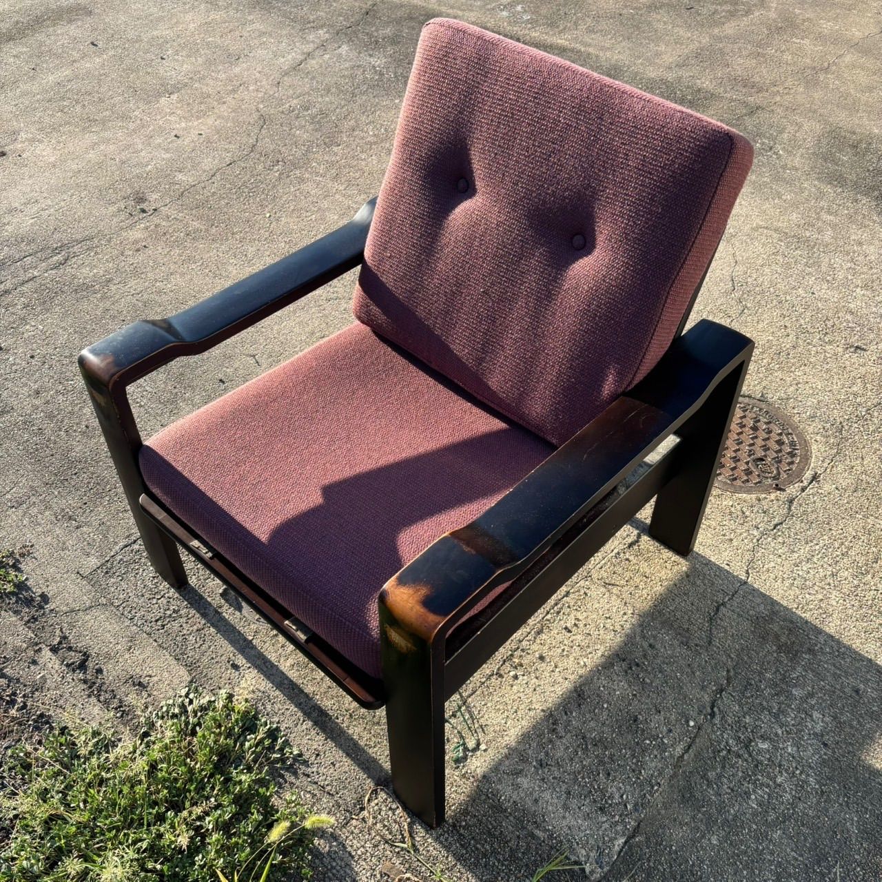 昭和レトロ オールドカリモク 古家具 一人掛けレザーソファー アームチェア 装飾 昭和レトロ オールドカリモク 古家具 一人掛けレザーソファー