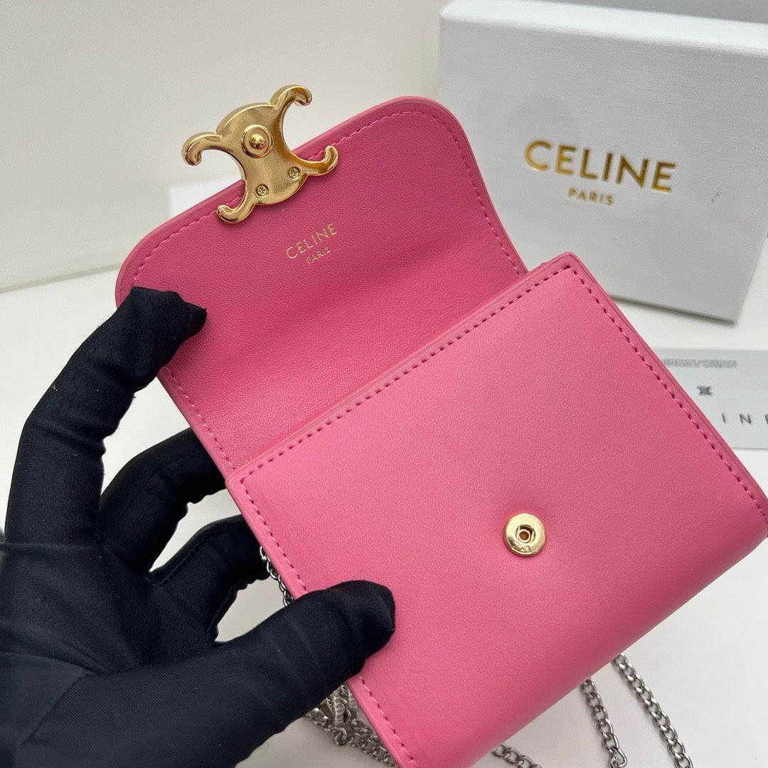 すぐ届く！幅広く使える CELINE トリオンフチェーンウォレット 本日限定】?Celine トリオンフ チェーンウォレット 10783 ? 高級