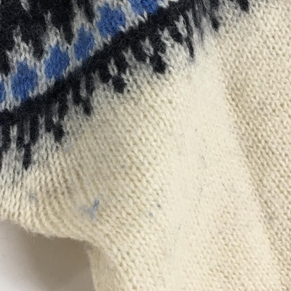 パーリーゲイツ セーター 白×ダークネイビー×ブルー 胸ワッペン ウール