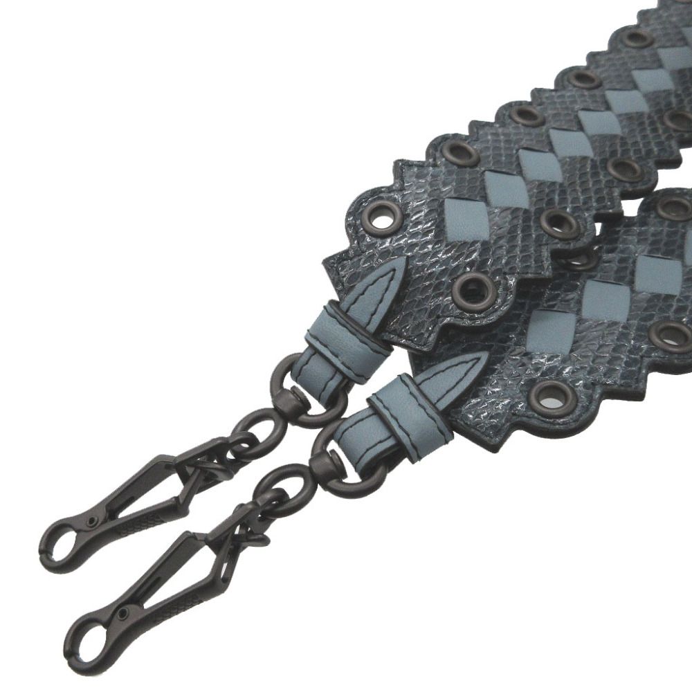 BOTTEGA VENETA - 新品同様 ボッテガヴェネタ 563993 イントレチャート パイソン レザー ブルー 青 ショルダーストラップ 1063【中古】BOTTEGA VENETA BOTTEGA VENETA - 新品同様 ボッテガヴェネタ 563993 イントレ