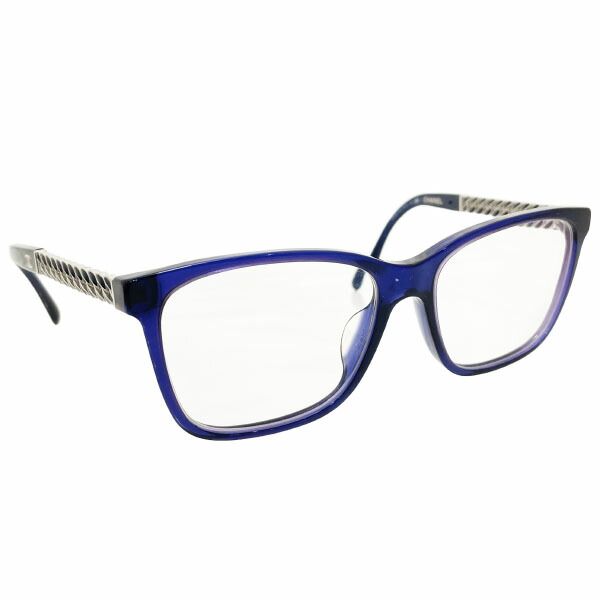 シャネル メガネ ココマーク 伊達メガネ クリアネイビー系 クリアレンズ 3302-A CHANEL CC チェーンモチーフ メガネ めがね 眼鏡 アイウェア 度なし 後