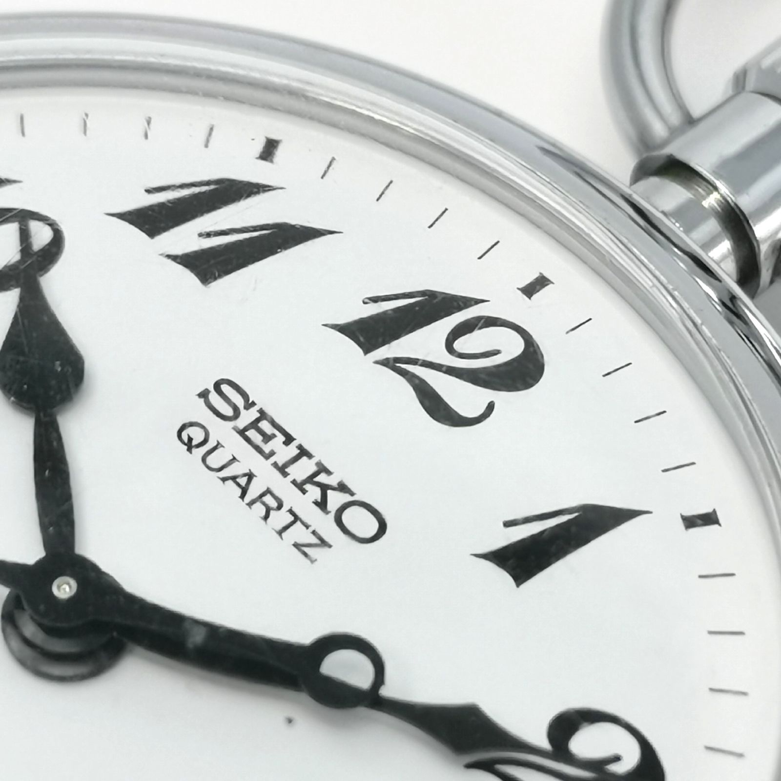 SEIKO セイコー クオーツ 懐中時計 7550-0010 アンティーク 文字盤ホワイト 不動品 チェーン付き 管理番号KKVHAKO57 NICORILABO_COM