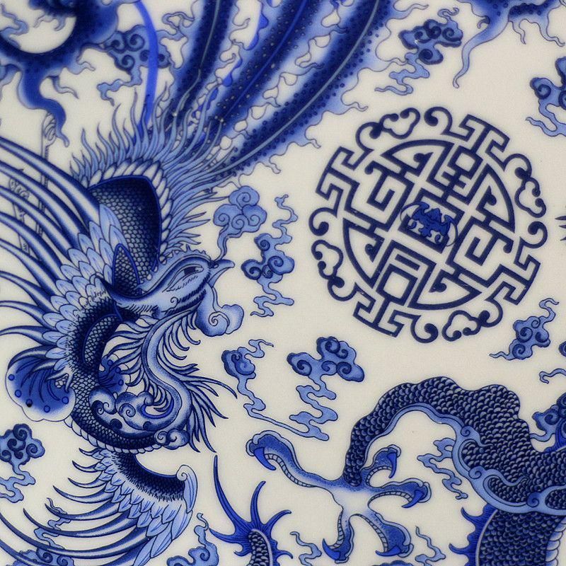 大清乾隆鳳紋両耳賞瓶 景徳鎮 陶磁器 装飾品 現代工芸品 美術品 置物 大清乾隆龍鳳呈祥青磁皿 景徳鎮 陶磁器 装飾品 現代工芸品美術品