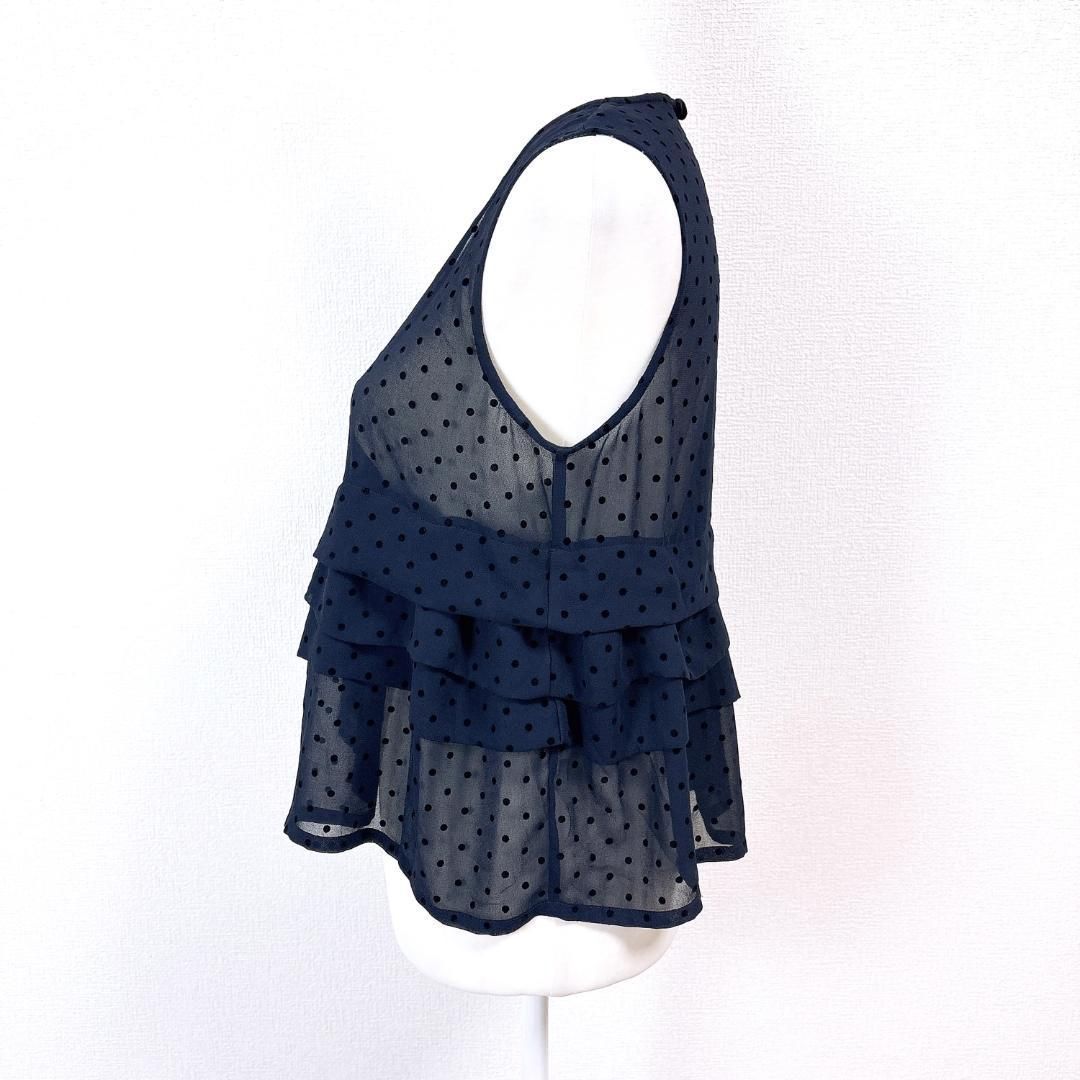 トリココムデギャルソン ティアードフリルブラウス M ドット ネイビー NICORILABO_COM