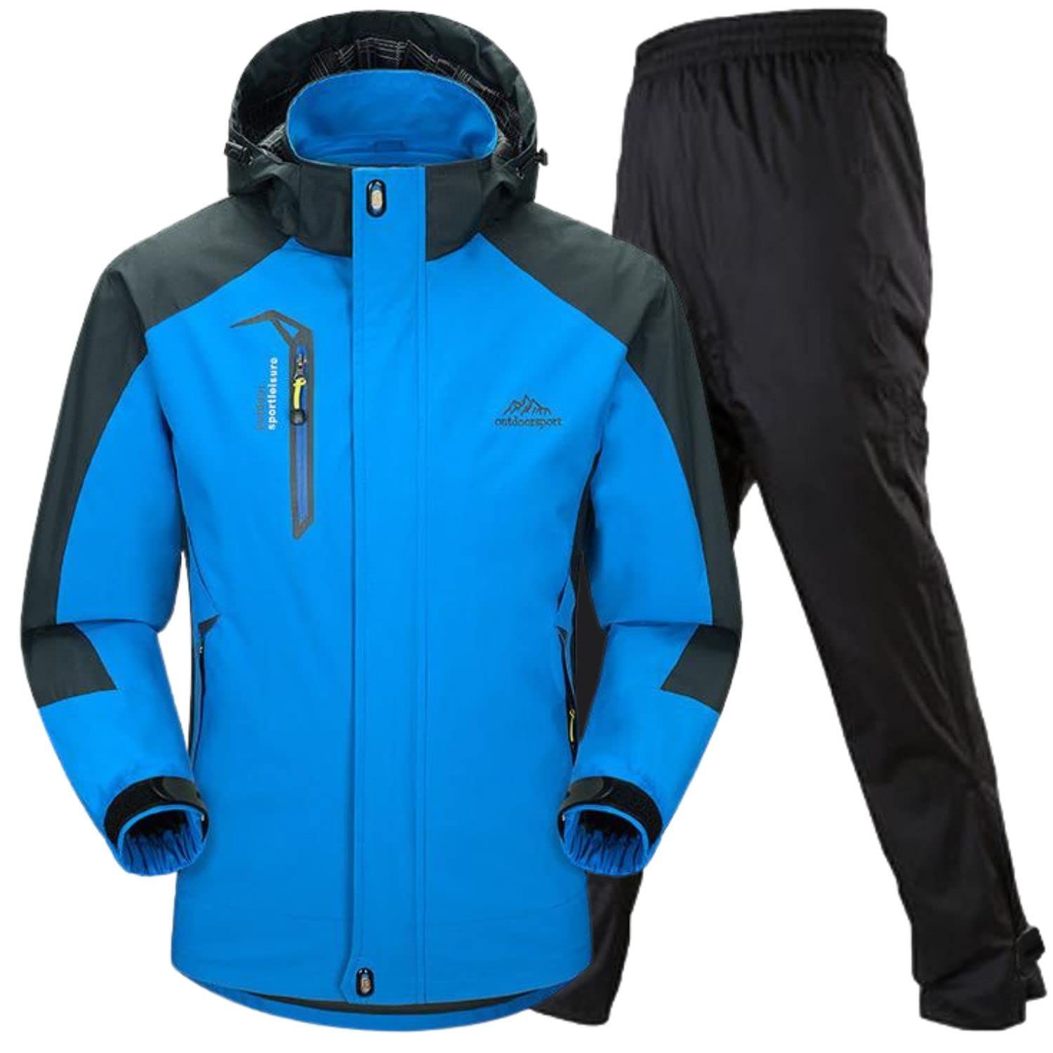 在庫 ベンケ 雨風に強い アウトドアジャケット 上下セット メンズ ウェア 登山服 釣り 防水 レインパンツ 耐水圧 13000mm 選べる2種類のパンツ