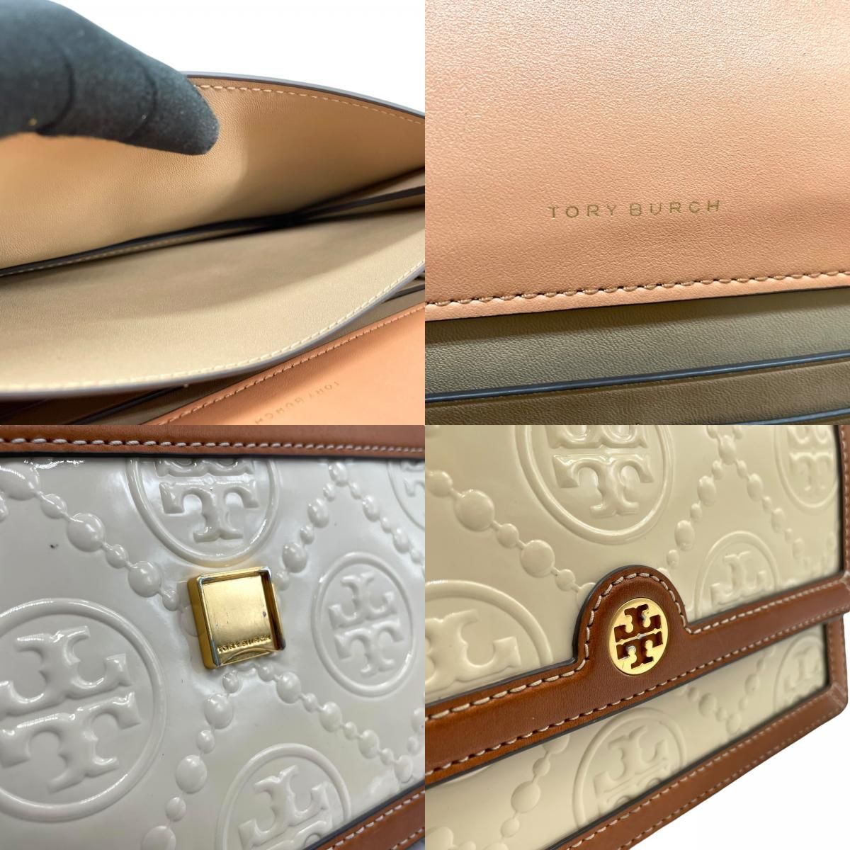 【極美品】TORY BURCH ショルダーバッグ 2way Tロゴ金具 レザー 極美品 TORY BURCH トリーバーチ Tモノグラム ロゴ ショルダー