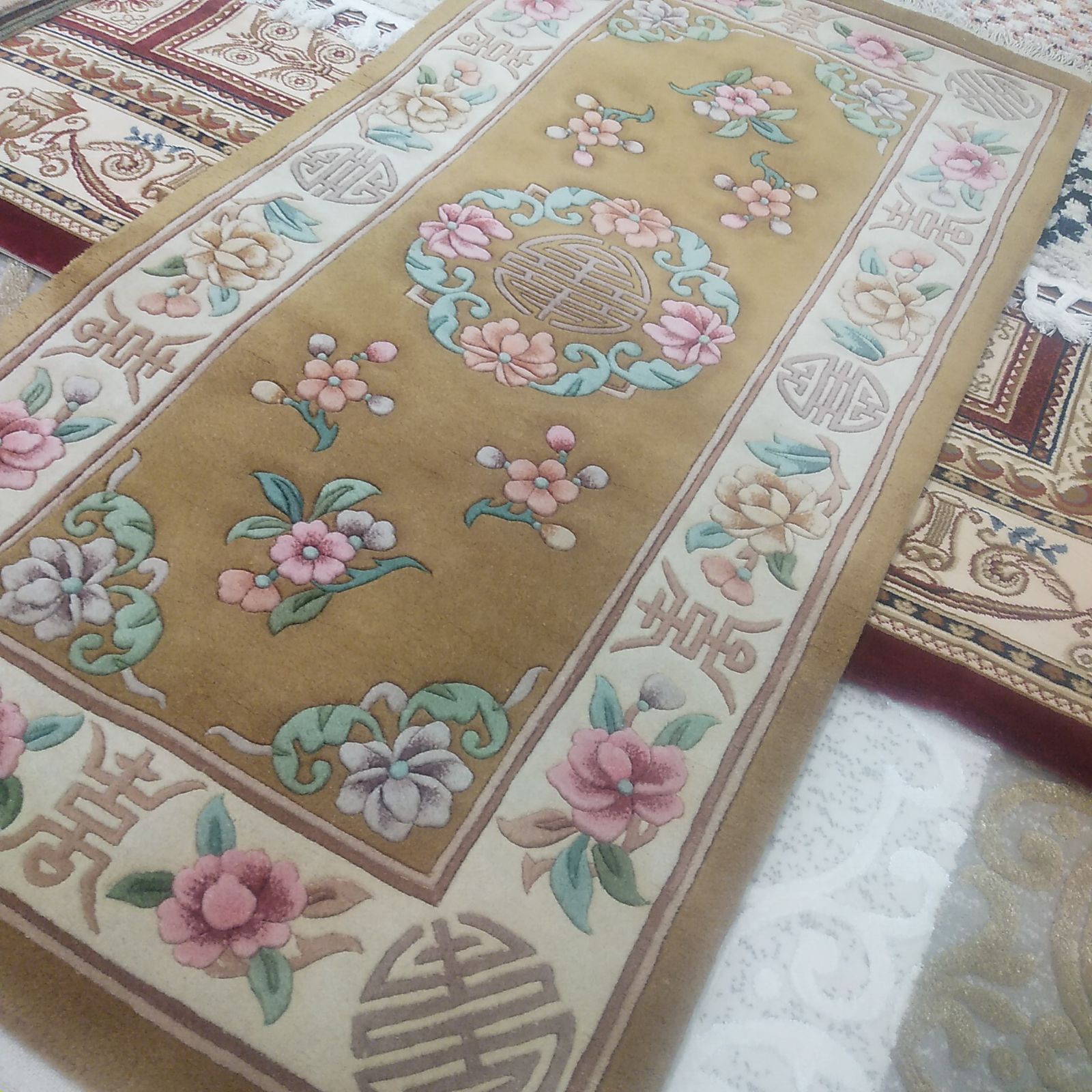 玄関マット 手織り ウール段通 ウール緞通 品 大きいマット