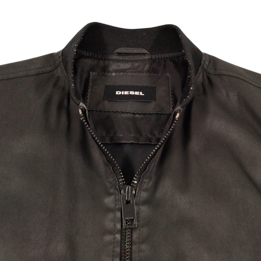 DIESEL ディーゼル 袖パンチングレザー 切り替えし リブ ブルゾン ジャケット ブラック サイズM 正規品 / 50577 DIESEL ディーゼル 袖パンチングレザー 切り替えし リブ ブルゾン