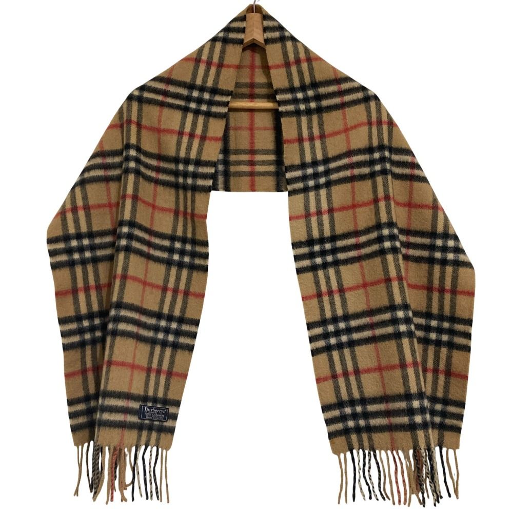 Burberrys バーバリーズ 英国製 カシミヤ100％ ノバチェック柄 マフラー ベージュ メンズ レディース 古着