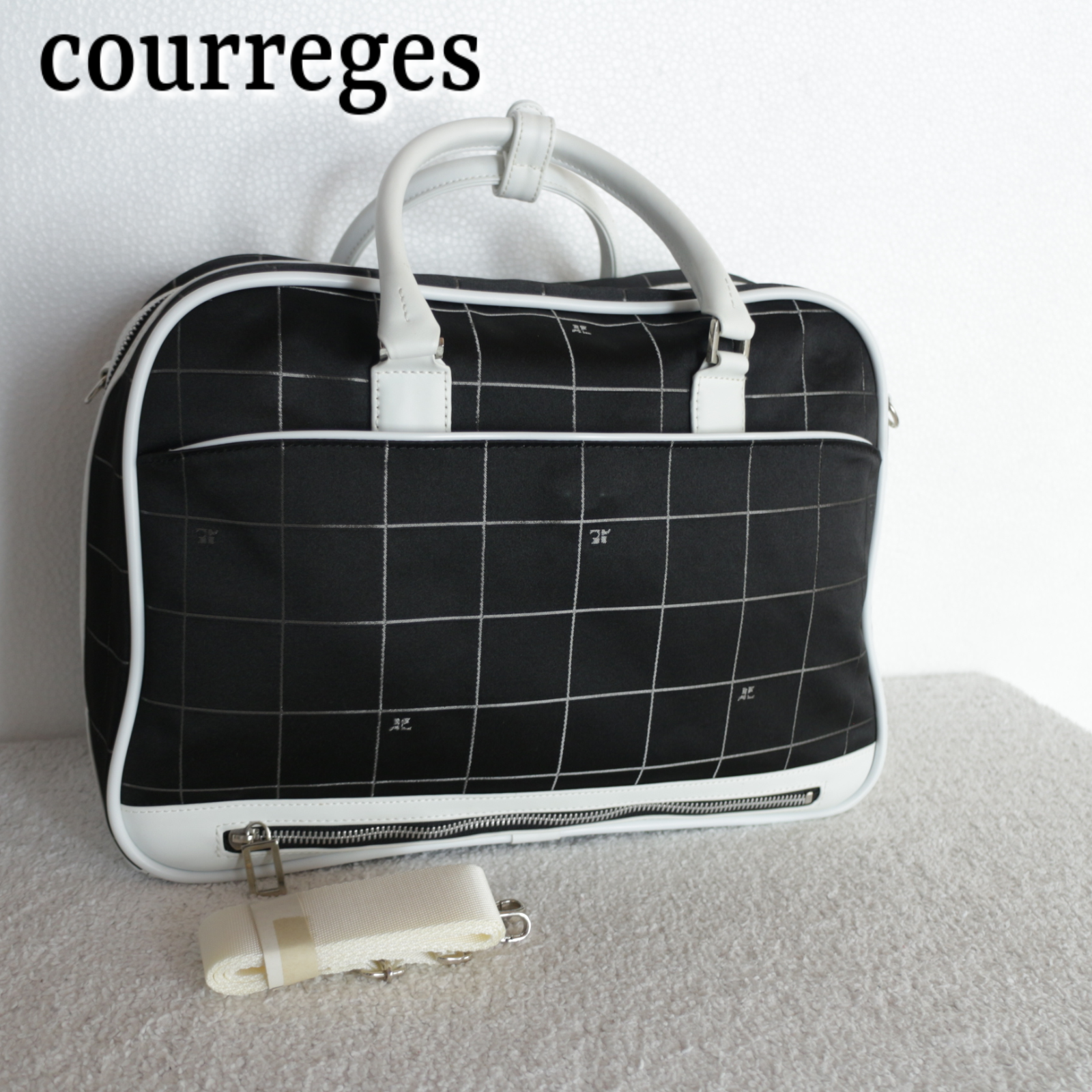 美品 courreges クレージュ ナイロンボストンバッグ ショルダーバッグ