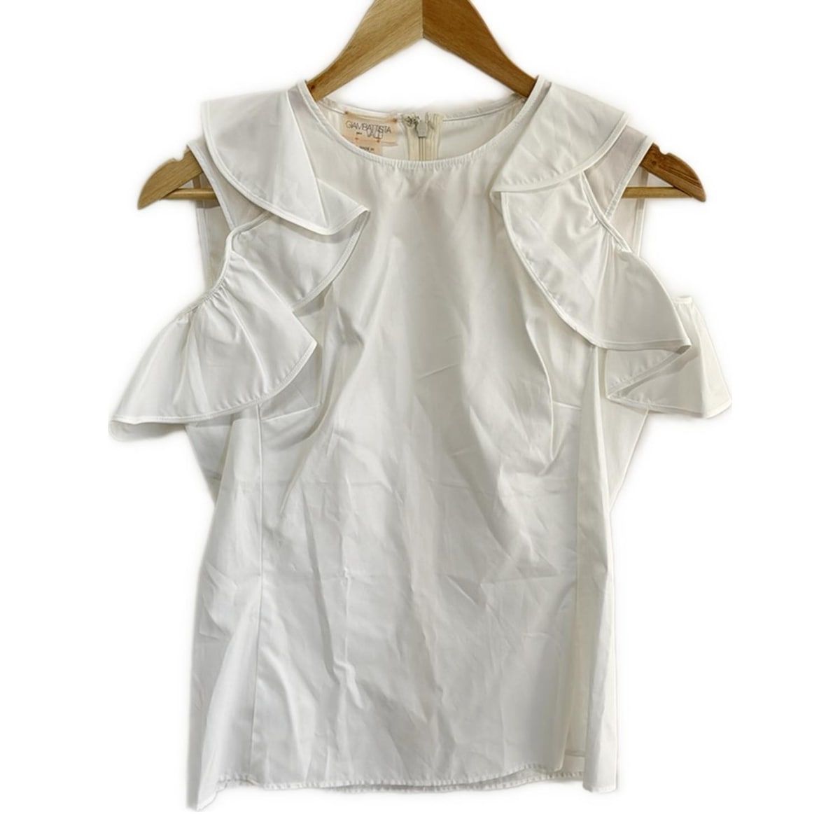 GiAMBATTiSTA VALLi ジャンバティスタヴァリ ノースリーブカットソー サイズ38 XXS レディース - 白 クルーネック フリル