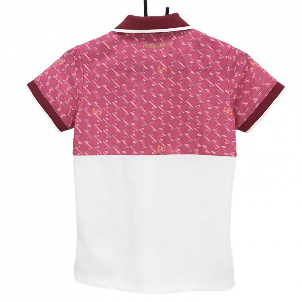 レザレクション 半袖ポロシャツ 白×黒 総柄 格子 メンズ XXL ゴルフ