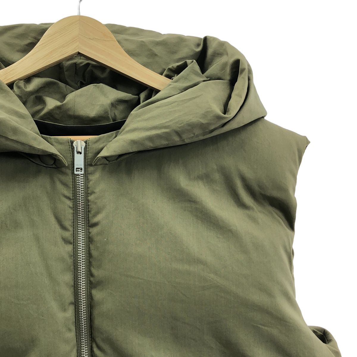 CELINE セリーヌ Phoebe Philo フィービー ロング ダウンベスト 38 カーキ レディース