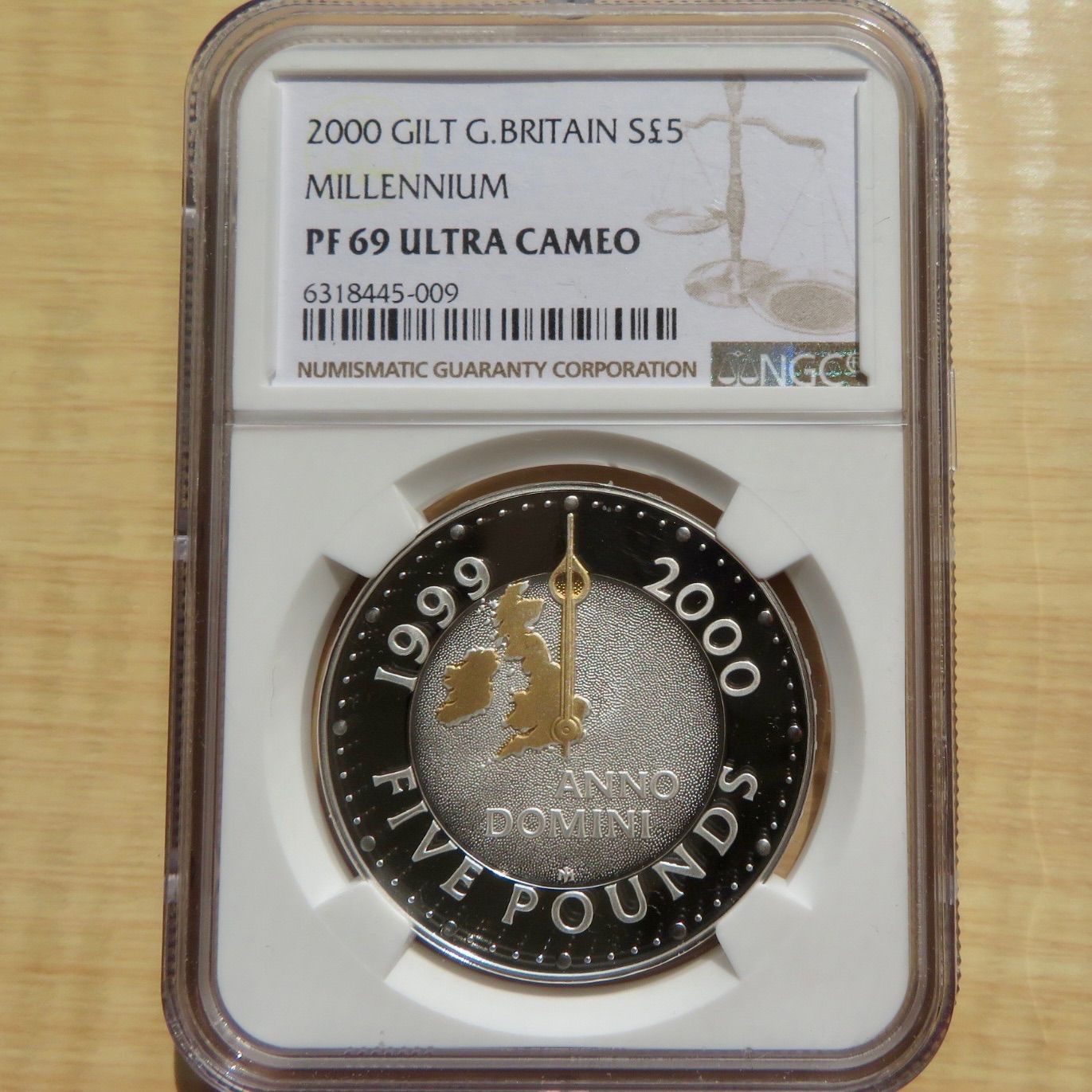 2000 ミレニアム ギルト 5ポンド プルーフ銀貨 NGC PF69UC 2000 ミレニアム ギルト 5ポンド プルーフ銀貨 NGC PF69UC
