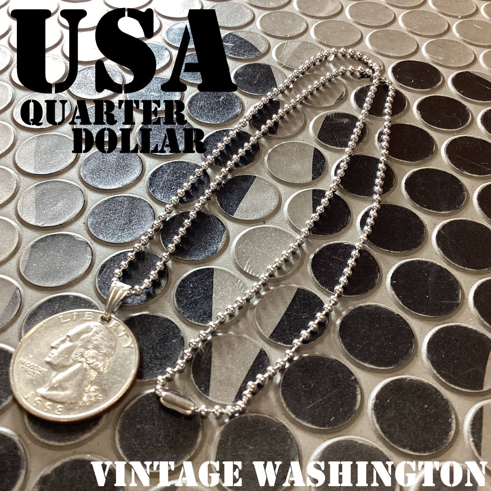 【USA VINTAGE】廃盤 ワシントン USAコインネックレス【QUARTER Dollar Washington】コインネックレス 本物コイン ペンダントトップ アメリカコイン ヴィンテージ 25セント イーグルコイン