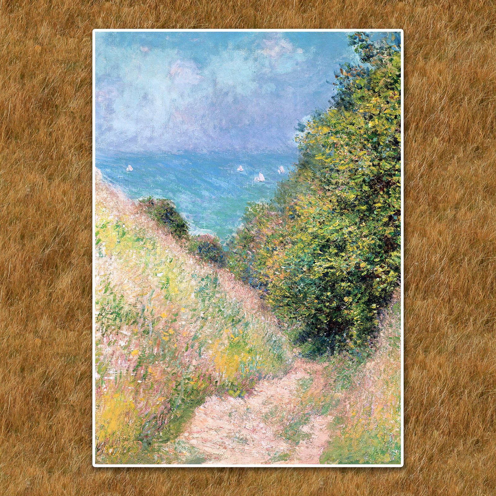 クロード・モネ、「ル・カルヴェヘの道、プールヴィル」、希少な画集より Claude-Monet-Cliff-Walk-at-