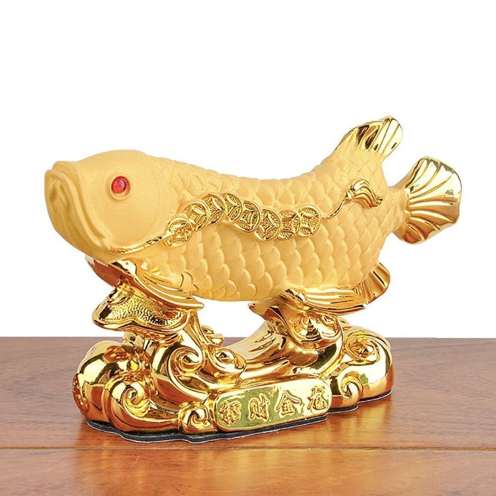 アロワナ（招財金龍魚）の彫刻 赤オレンジ 樹脂製 アロワナ（招財金龍魚）の彫刻 赤オレンジ 樹脂製 Amazon.co.jp