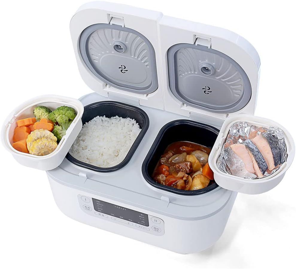 life_mart 炊飯器 料理も出来る 【 3.5合×2 ホームダブルインナー 一体型 多機能炊飯器 】 炊き込み スープ おかゆ 雑炊 蒸し 煮込み ケーキ ヨーグルト 手動 再加熱 保温 炊飯 お米