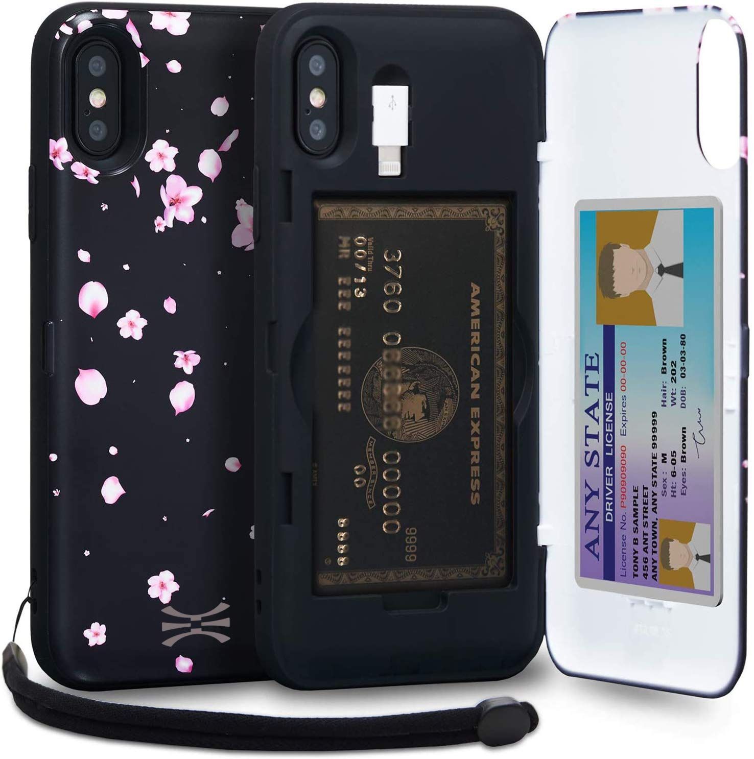 TORU CX PRO II iPhone Xs ケース カード 収納背面 3枚 カード入れ カバ― ミラー付き (アイフォンXs/アイフォンX 用) - さくらの花