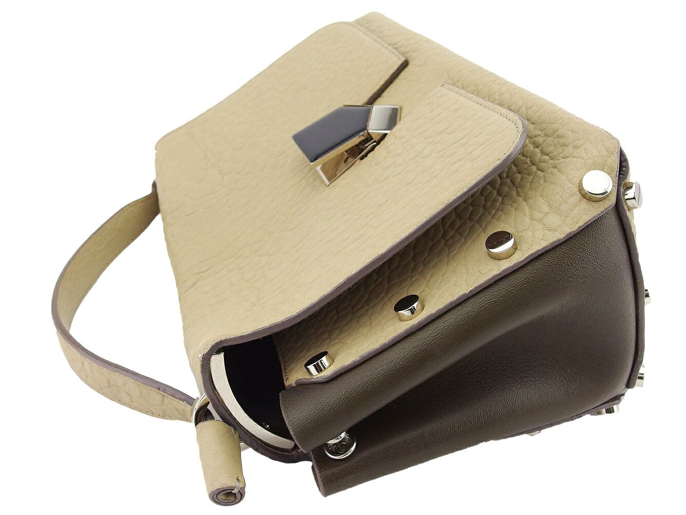 JIMMY CHOO 2 way バッグ ロケット ベージュ×ダークブラウン JIMMY CHOO(ジミーチュウ) 2WAYバッグ - ゴールド｜【公式