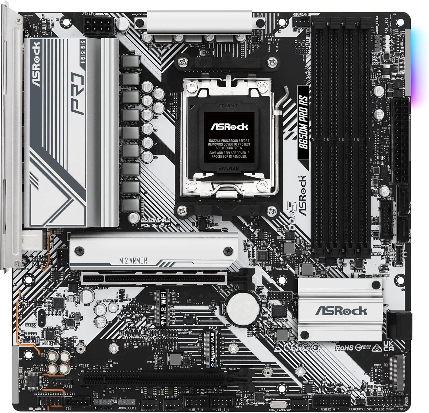 ASRock マザーボード B650M Pro RS AMD Ryzen 7000 シリーズ CPU対応 (Soket AM5) B650 Micro ATX マザーボード