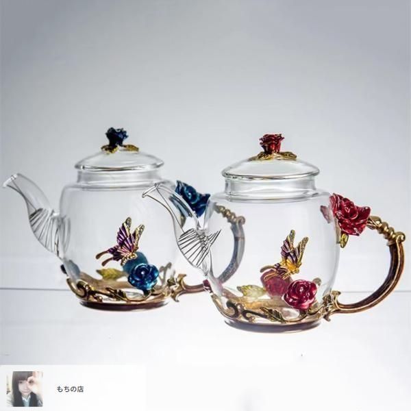 新しい未使用 ☆煎茶道具 急須 ガラス 茶壷 横手急須 湯沸 水注