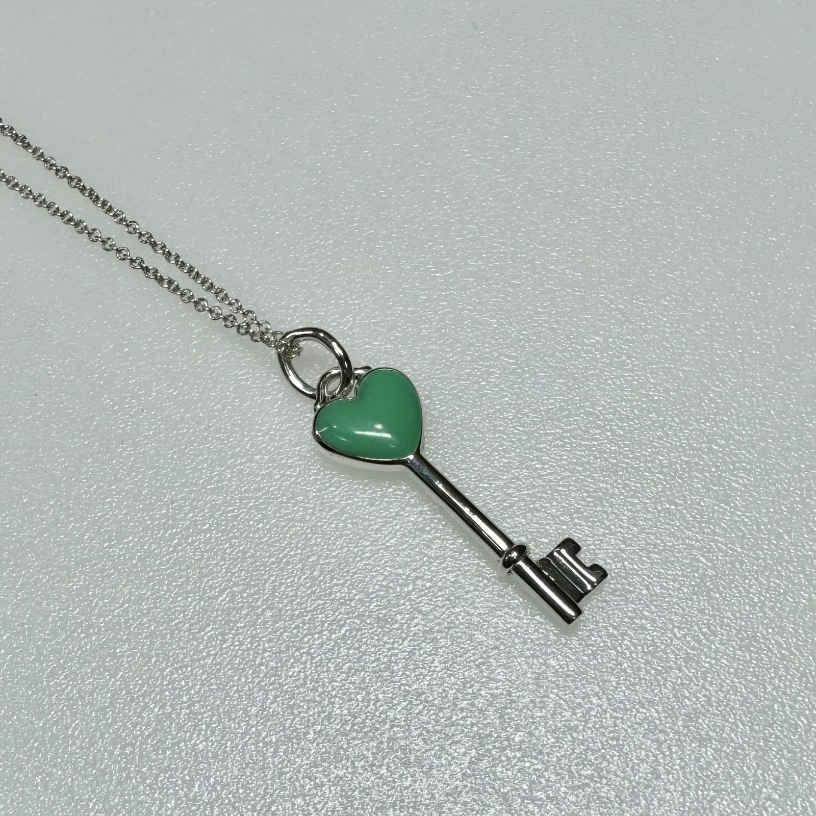 Tiffany &Co. AG925 ブルー エナメル ハート キー ネックレス シルバー 