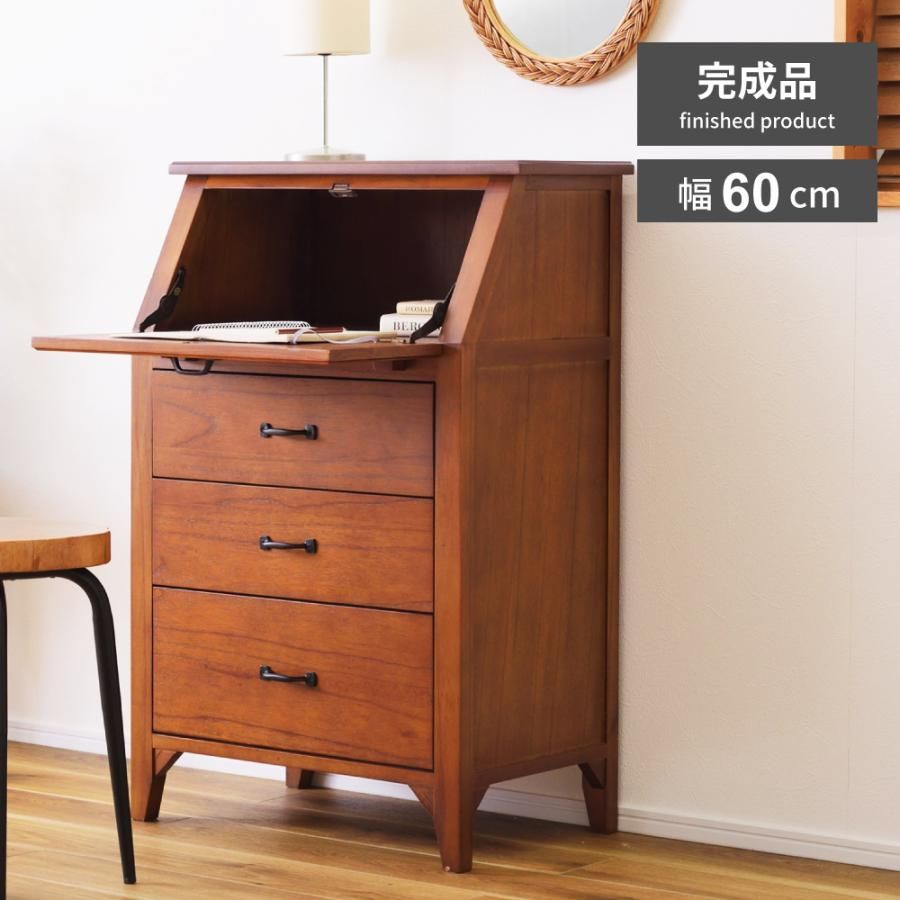 ハンドメイドで製造している為 小傷がある場合がございます 気になる方は恐れ入りますがご はお控えください チェスト ミニチェスト ワゴン タンス ライティングチェスト デスク 幅60cm 収納家具 アンティーク ヴィンテージ 天然木 おしゃれ 完成品