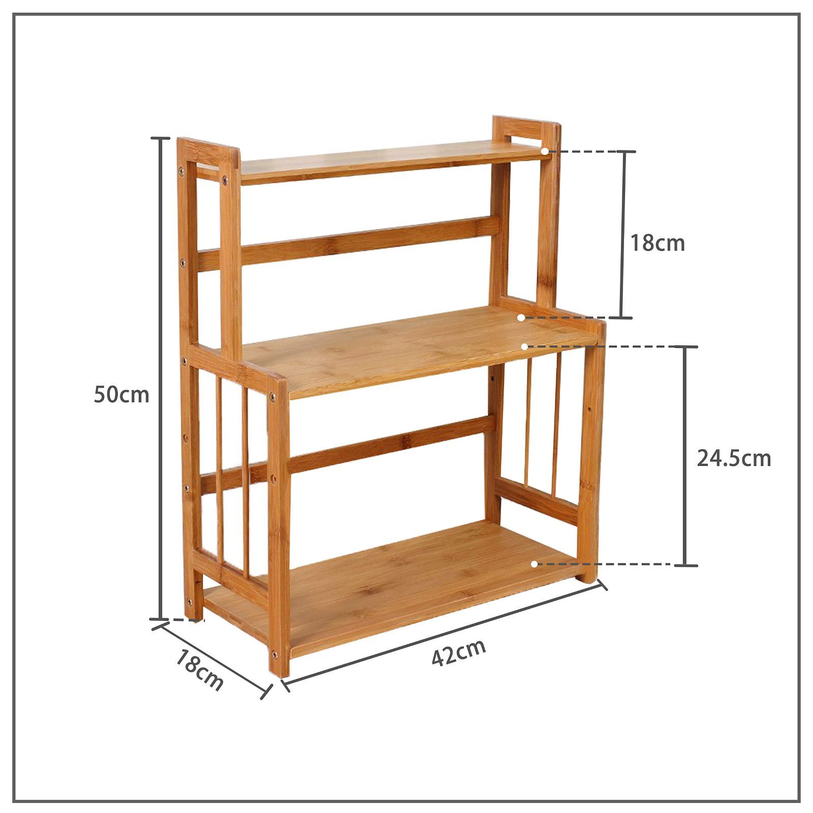 3段式収納ラック キッチン調味料 卓上整理収納 竹材 - キッチン収納