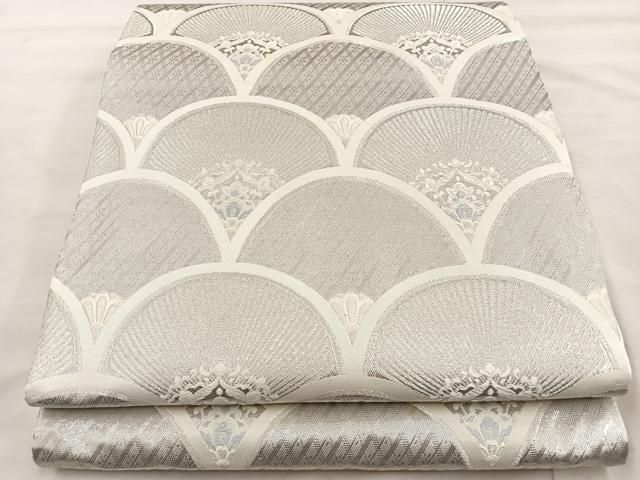 平和屋着物◎六通柄袋帯 唐織 青海波 銀糸 正絹 逸品 BAAT4451wb