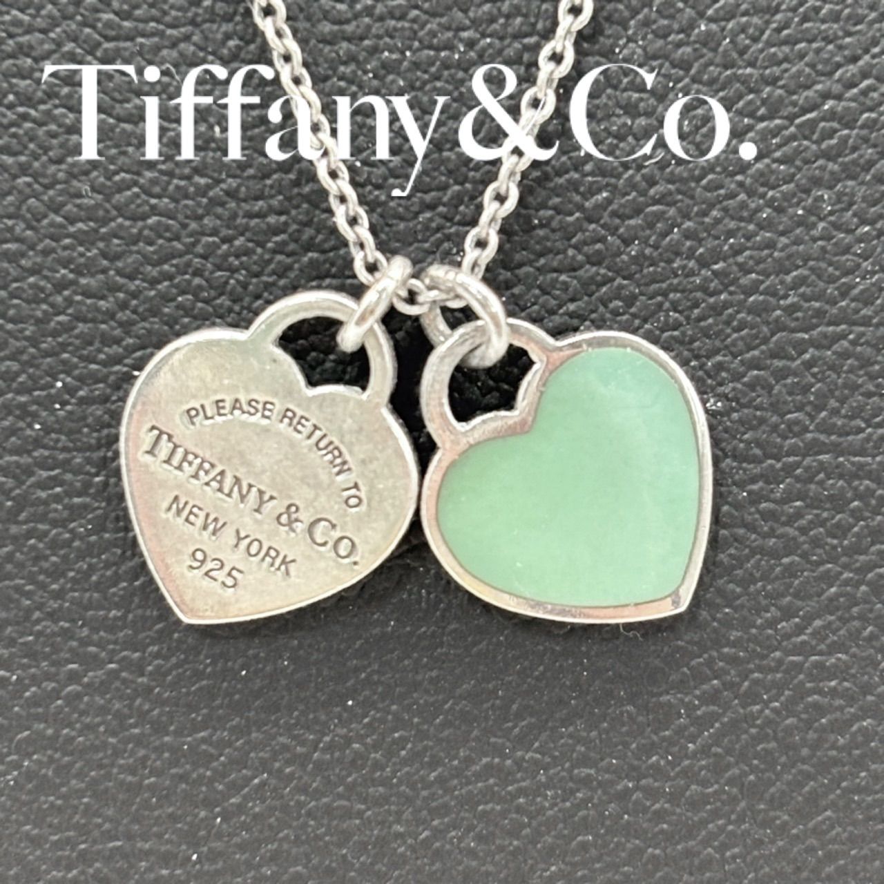 【美品】Tiffany ティファニー ダブルハート ネックレス 緑 SV925 極美品】Tiffany&co ティファニー グリーン リターントゥダブルハート
