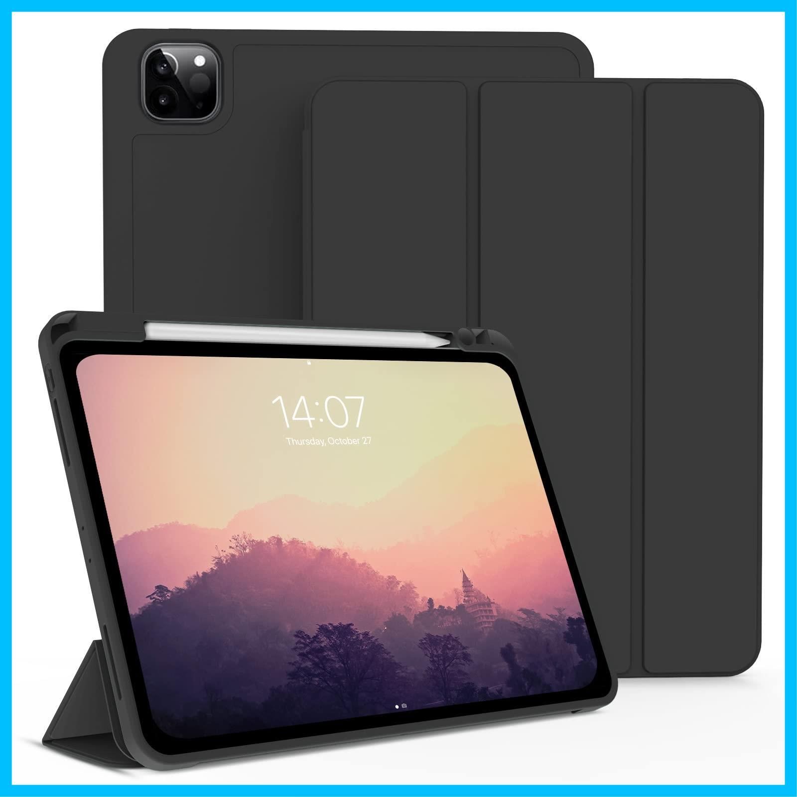 【在庫処分】TPU材質 柔らかいシリコン ペン収納 軽量 カバー iPad iPad 保護カバー iPad 第2世代Pencil充電対応 11インチ Pro 3段階折り畳み可 Pro スタンド 2022/2021/2020 マグネット付き 第4/3/2世代