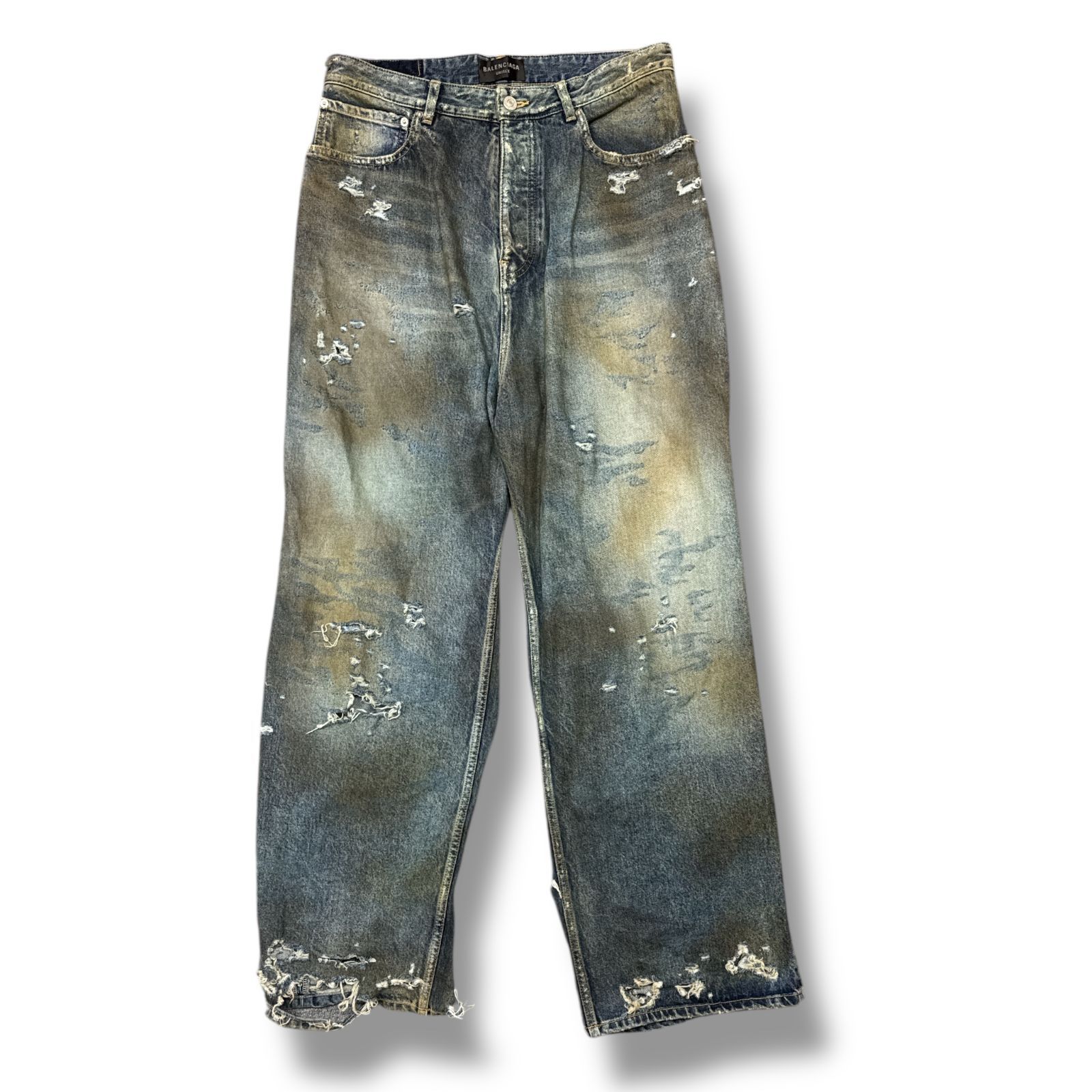 BALENCIAGA 23SS ダメージ加工 バギー デニム 国内正規 BALENCIAGA 23SS スーパーデストロイ加工ラージ