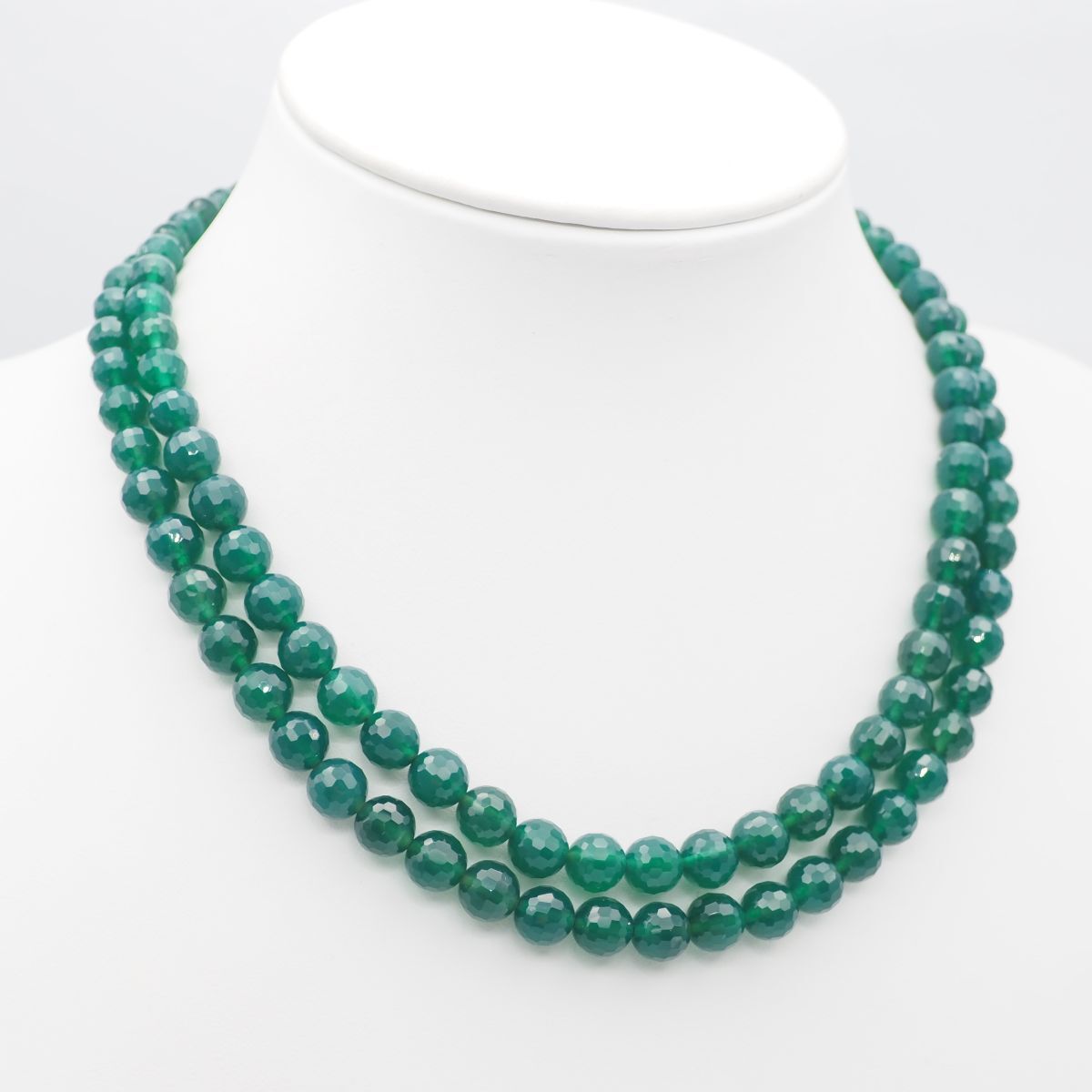 ホワイトアゲート 2連ネックレス グリーンストーン ホワイトアゲート 2連ネックレス グリーンストーン ホワイトアゲート 2