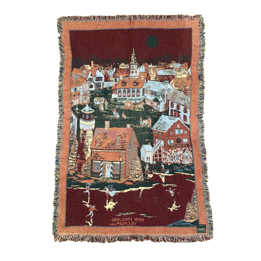 vintageラグ カーペット USA製 ニューイングランド 風景 節約 1570