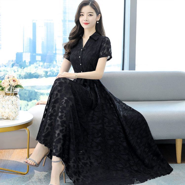 32388　レディース　礼服　半袖ワンピース　ベルト付き 美品】礼服 ロング ワンピース ベルト付き ブラック 半袖