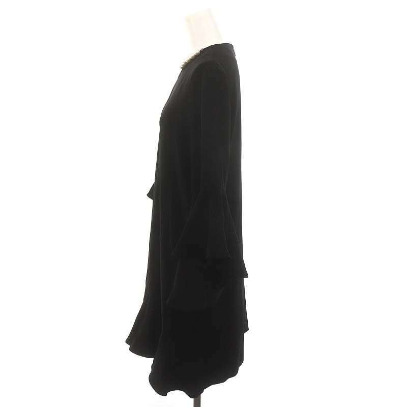 ヨーコチャン黒のパール装飾付きひざ丈ワンピース40 ヨーコチャン パール ワンピース ブラック 40