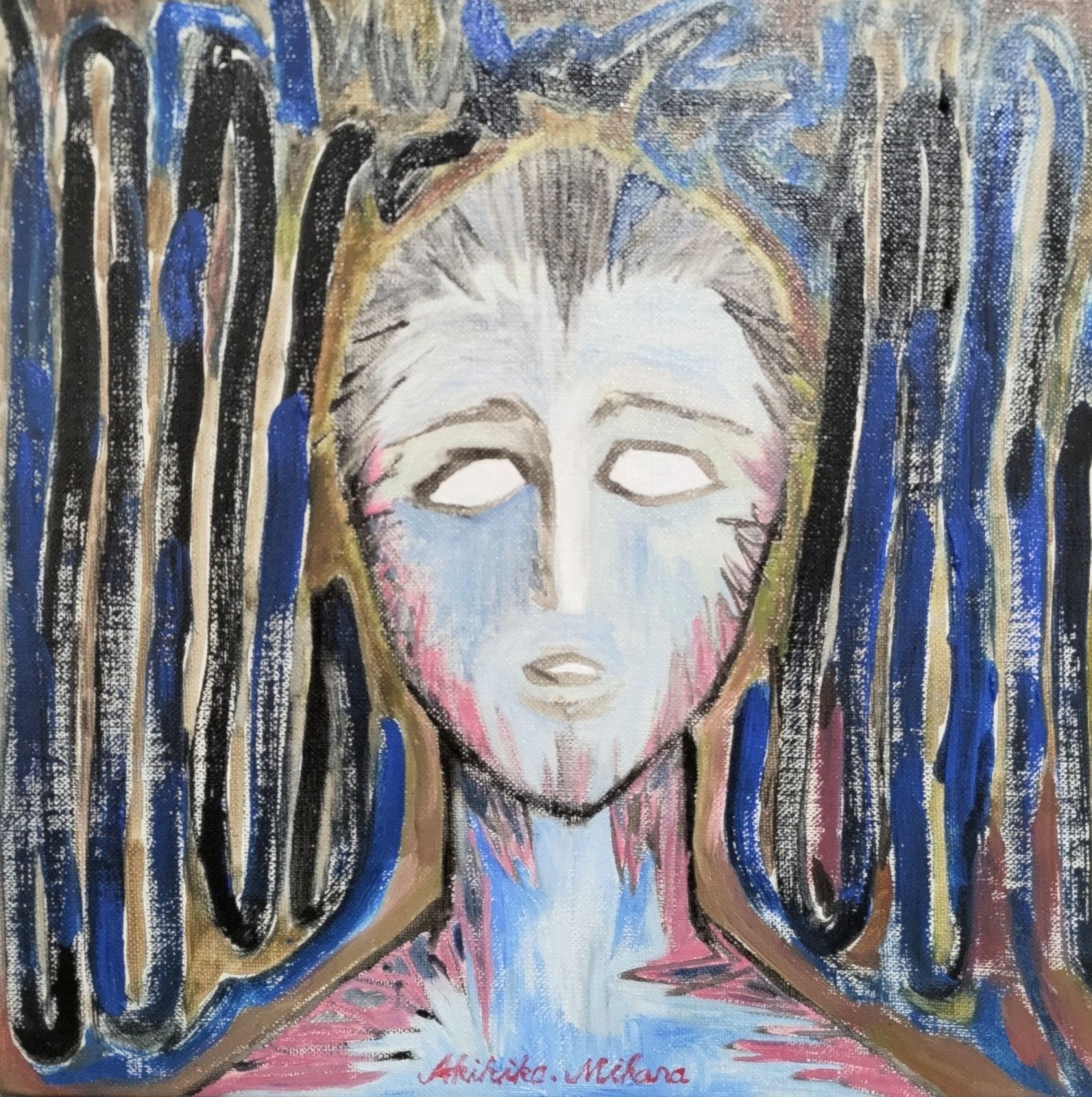 三原彰彦 サロン・ドトーヌ入選作家 油彩画 [blue beauty] 女性