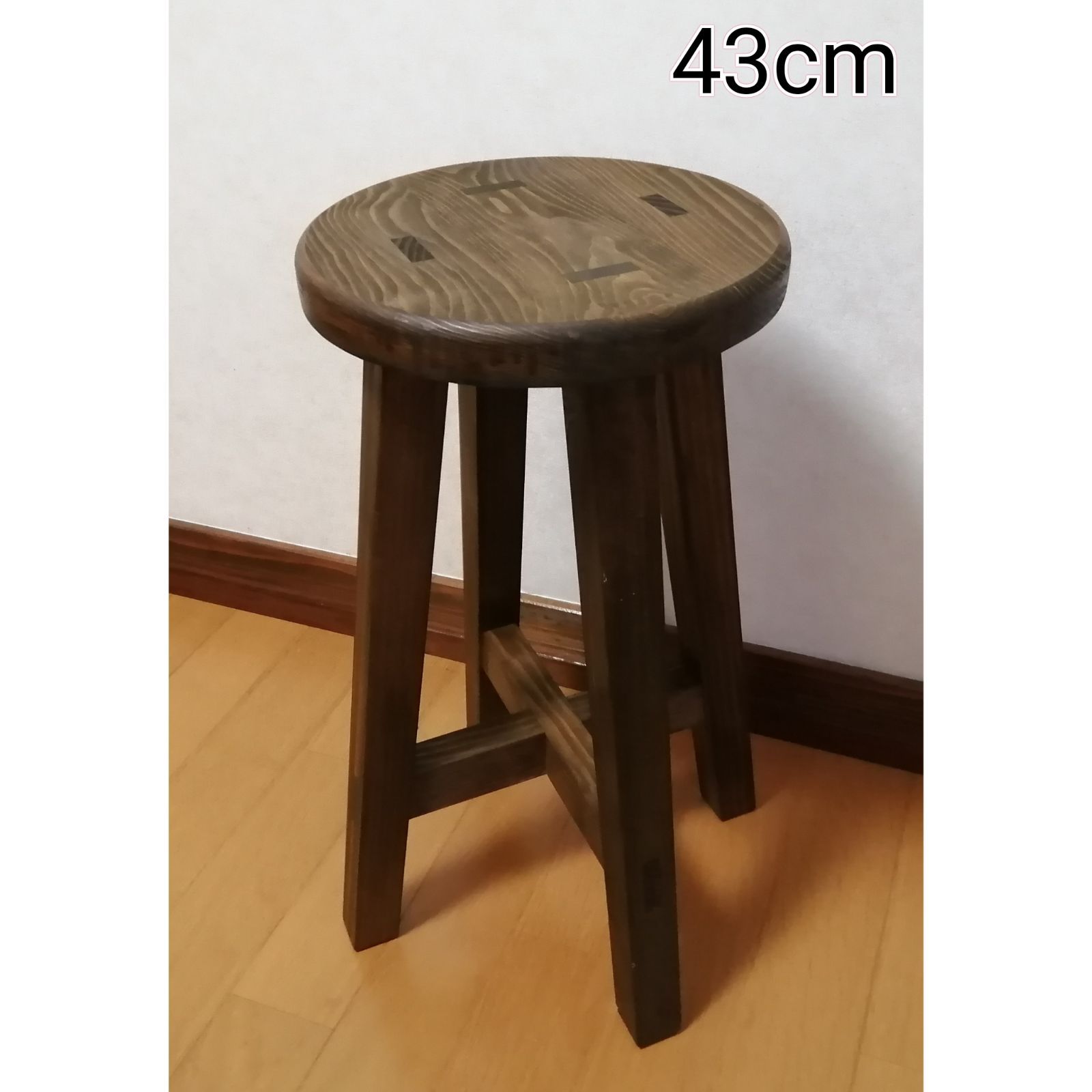 木製スツール ２脚セット 高さ52cm 丸椅子 stool - チェア